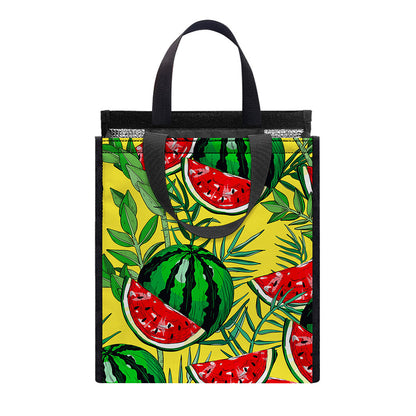 Leaf Watermelon Pieces Pattern Print Insulated Lunch Tote