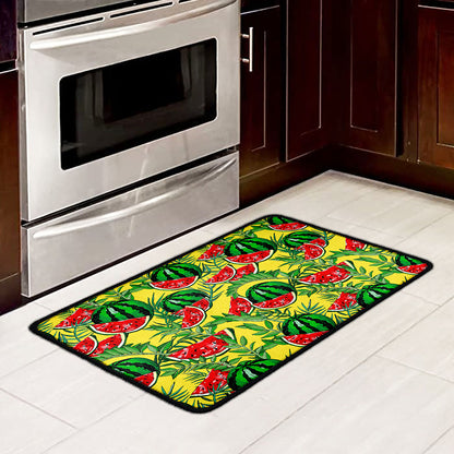 Leaf Watermelon Pieces Pattern Print Kitchen Mat