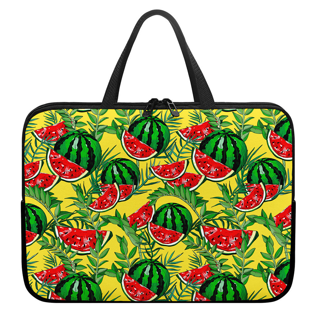 Leaf Watermelon Pieces Pattern Print Laptop Sleeve With Handle