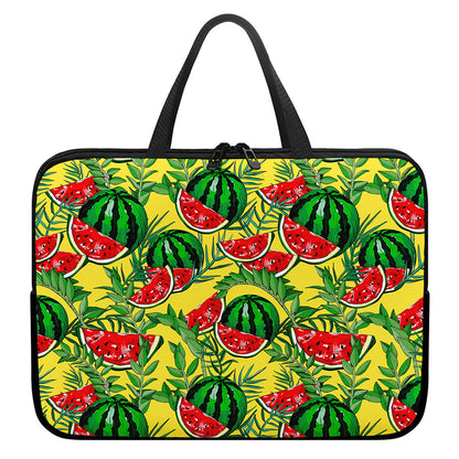 Leaf Watermelon Pieces Pattern Print Laptop Sleeve With Handle