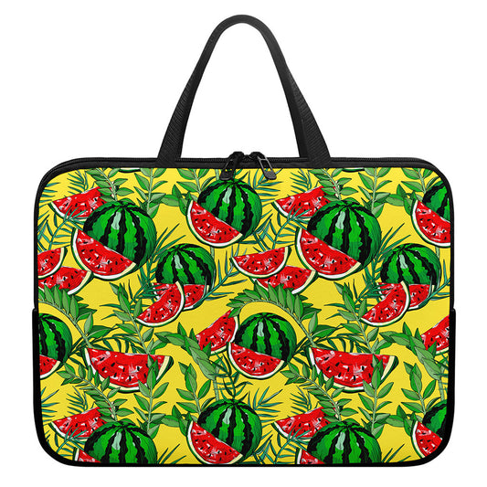 Leaf Watermelon Pieces Pattern Print Laptop Sleeve With Handle