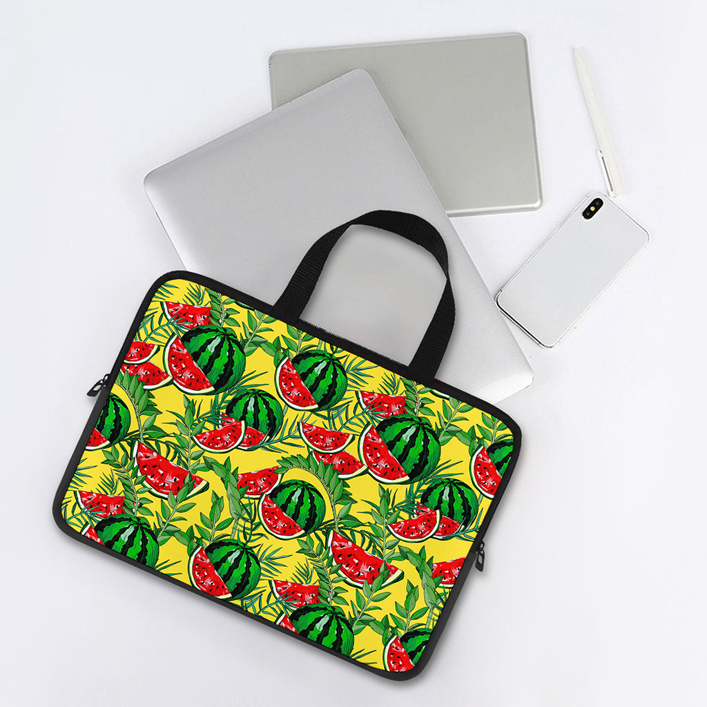 Leaf Watermelon Pieces Pattern Print Laptop Sleeve With Handle