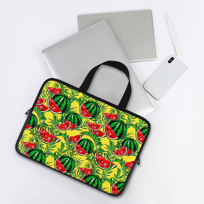 Leaf Watermelon Pieces Pattern Print Laptop Sleeve With Handle