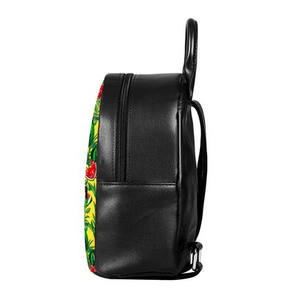 Leaf Watermelon Pieces Pattern Print Leather Backpack