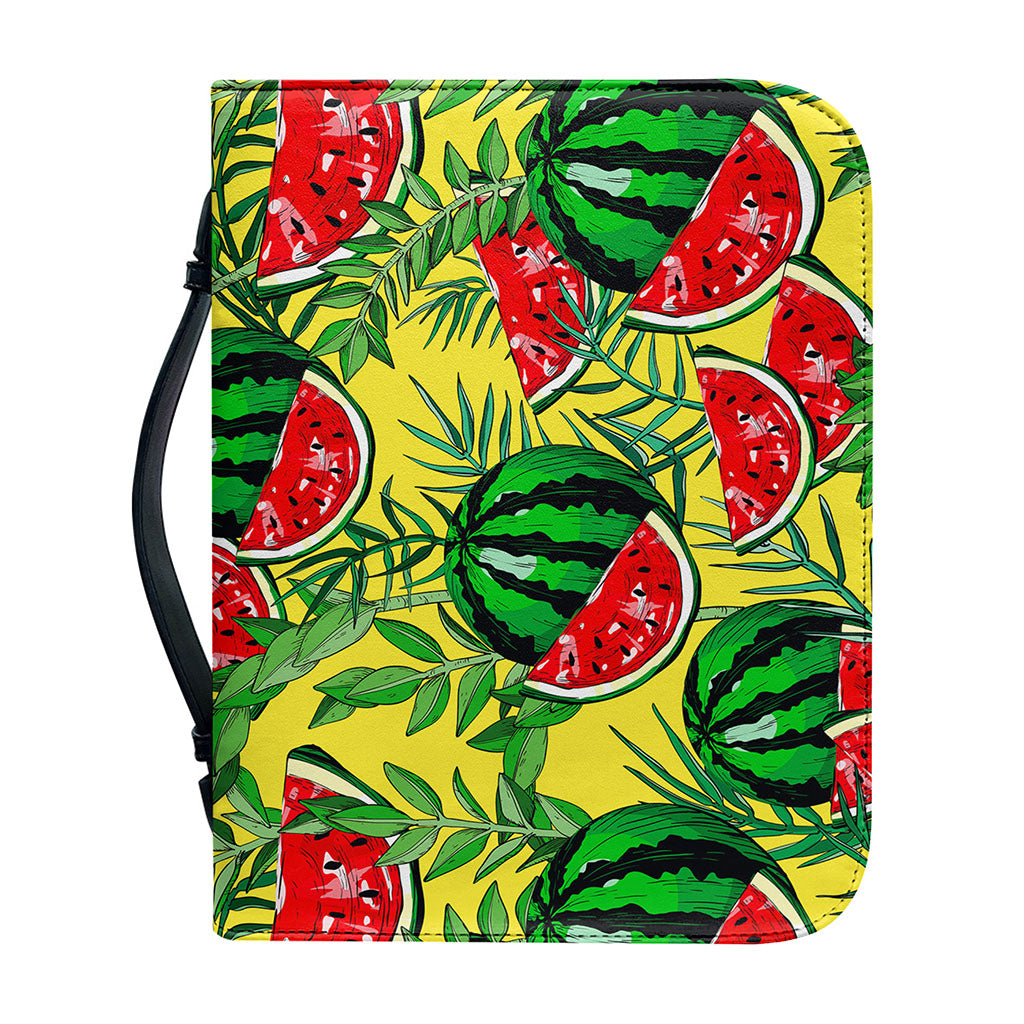 Leaf Watermelon Pieces Pattern Print Leather Bible Cover