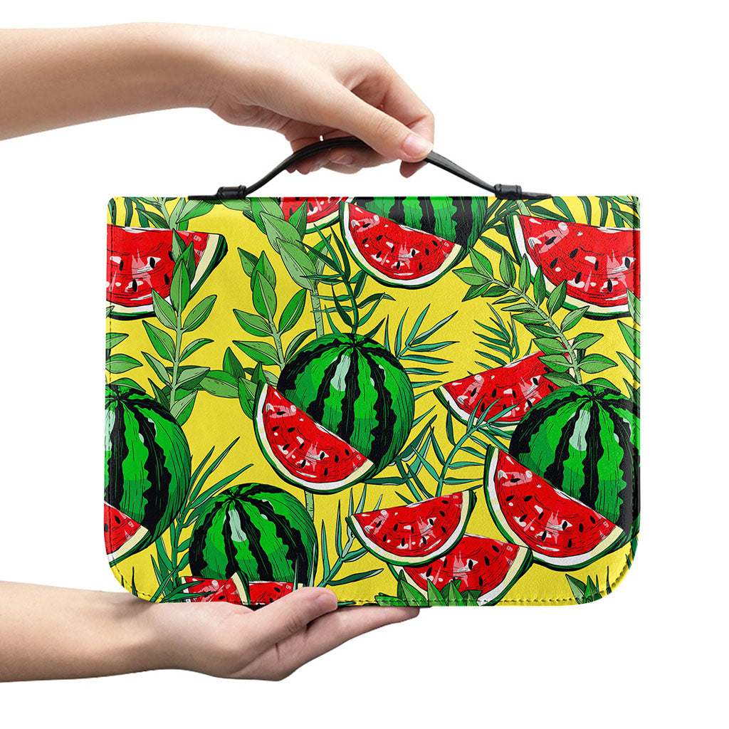 Leaf Watermelon Pieces Pattern Print Leather Bible Cover