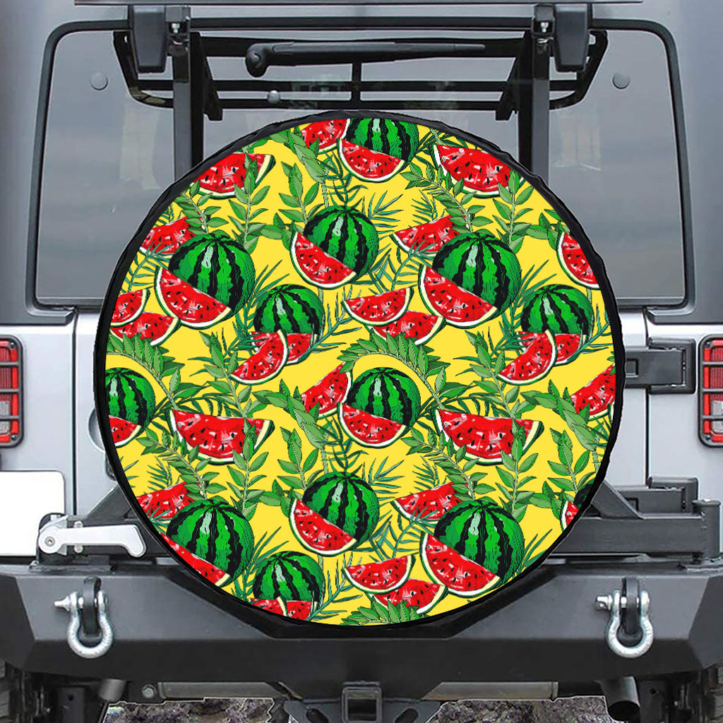 Leaf Watermelon Pieces Pattern Print Leather Spare Tire Cover