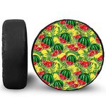 Leaf Watermelon Pieces Pattern Print Leather Spare Tire Cover