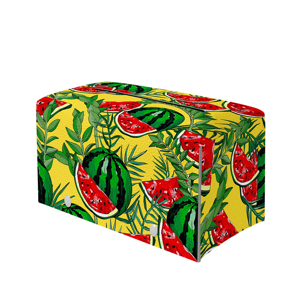 Leaf Watermelon Pieces Pattern Print Leather Tissue Box Cover