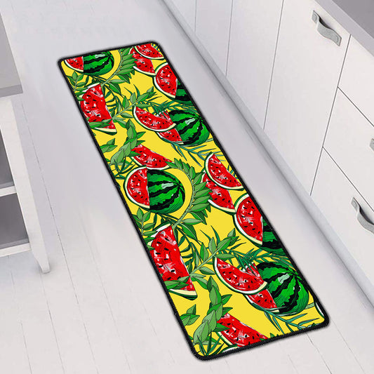 Leaf Watermelon Pieces Pattern Print Long Kitchen Mat