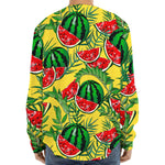 Leaf Watermelon Pieces Pattern Print Long Sleeve Baseball Jersey