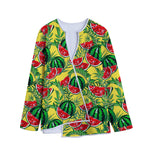 Leaf Watermelon Pieces Pattern Print Long Sleeve Short Coat