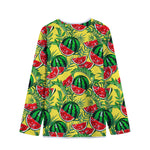 Leaf Watermelon Pieces Pattern Print Long Sleeve Short Coat