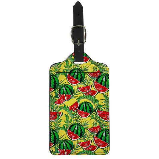 Leaf Watermelon Pieces Pattern Print Luggage Tag