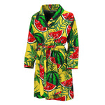 Leaf Watermelon Pieces Pattern Print Men's Bathrobe