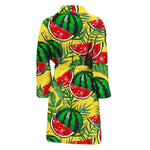Leaf Watermelon Pieces Pattern Print Men's Bathrobe