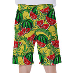 Leaf Watermelon Pieces Pattern Print Men's Beach Shorts
