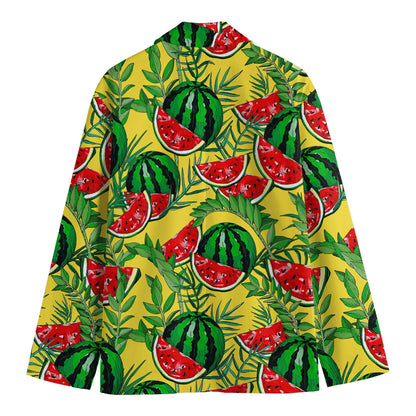 Leaf Watermelon Pieces Pattern Print Men's Blazer