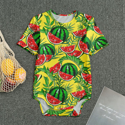 Leaf Watermelon Pieces Pattern Print Men's Bodysuit