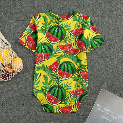 Leaf Watermelon Pieces Pattern Print Men's Bodysuit