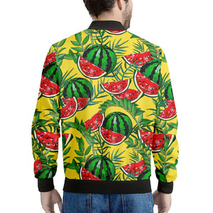 Leaf Watermelon Pieces Pattern Print Men's Bomber Jacket