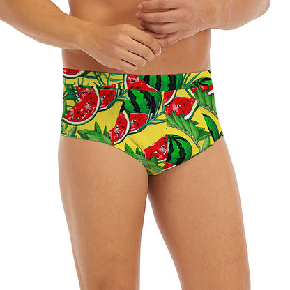 Leaf Watermelon Pieces Pattern Print Men's Briefs