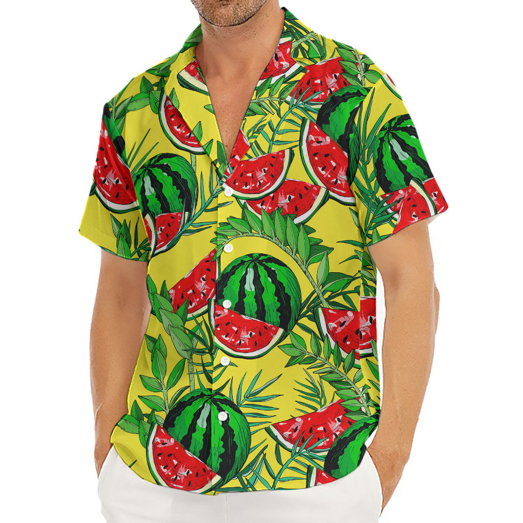 Leaf Watermelon Pieces Pattern Print Men's Deep V-Neck Shirt