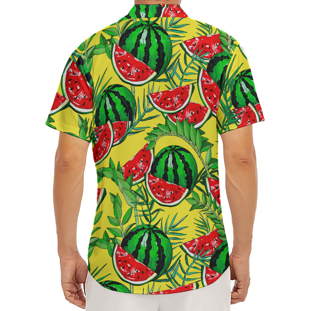 Leaf Watermelon Pieces Pattern Print Men's Deep V-Neck Shirt