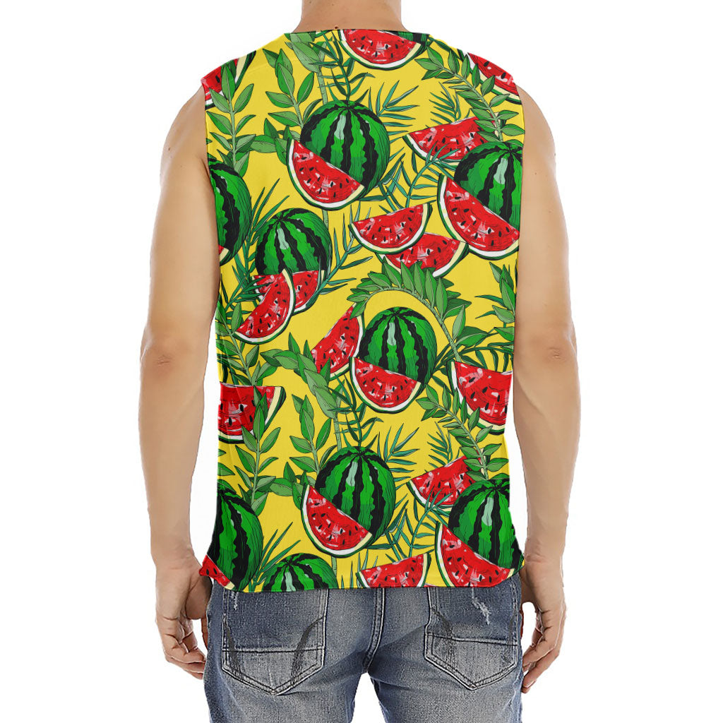 Leaf Watermelon Pieces Pattern Print Men's Fitness Tank Top