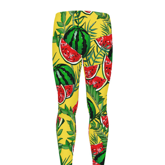 Leaf Watermelon Pieces Pattern Print Men's leggings