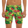 Leaf Watermelon Pieces Pattern Print Men's Long Boxer Briefs
