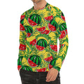 Leaf Watermelon Pieces Pattern Print Men's Long Sleeve Rash Guard
