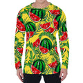 Leaf Watermelon Pieces Pattern Print Men's Long Sleeve T-Shirt