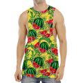 Leaf Watermelon Pieces Pattern Print Men's Muscle Tank Top