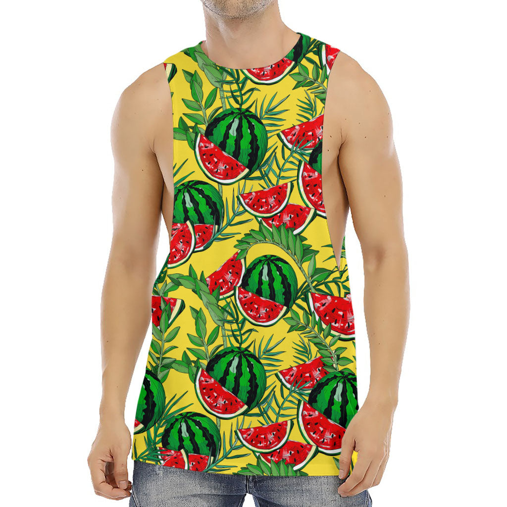 Leaf Watermelon Pieces Pattern Print Men's Muscle Tank Top