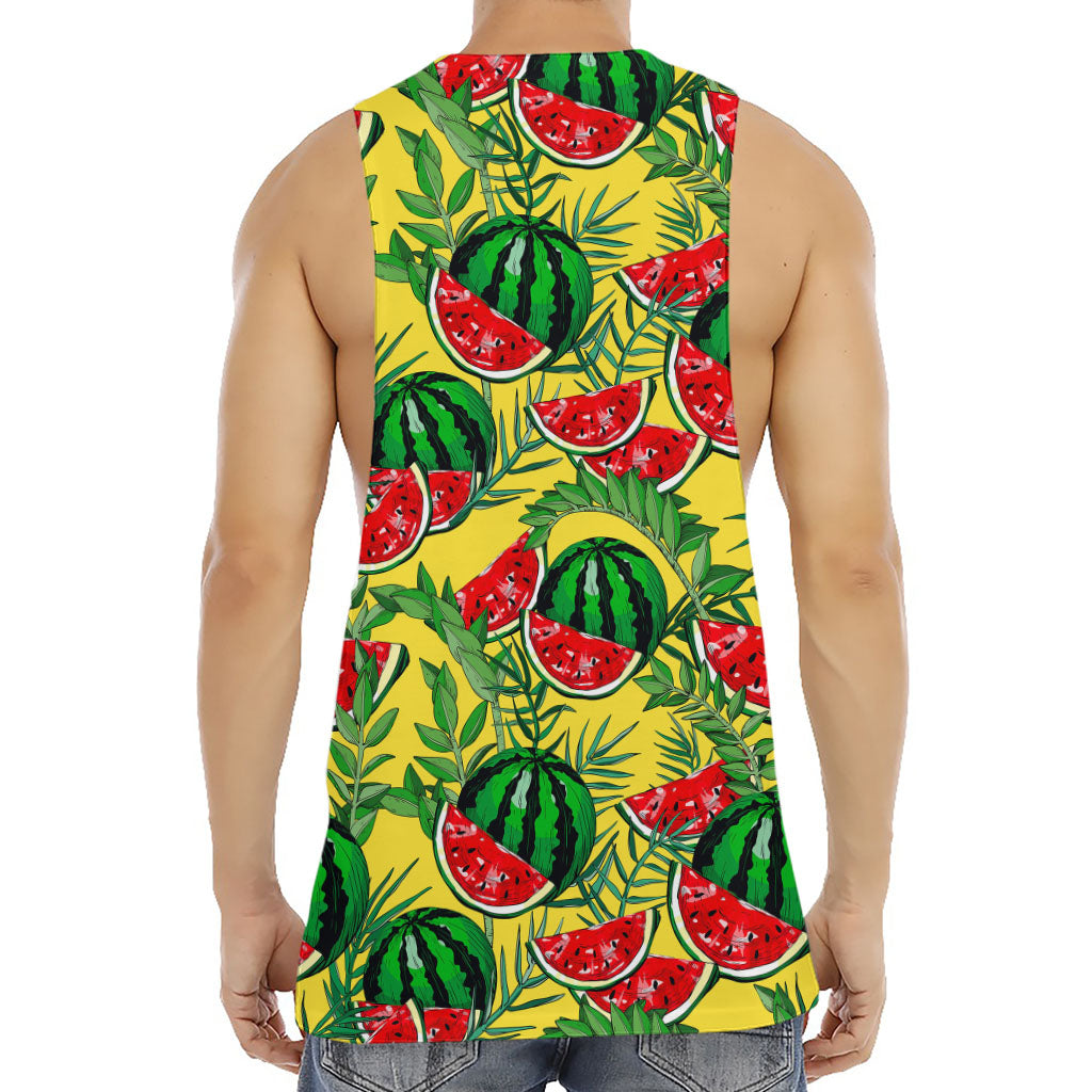 Leaf Watermelon Pieces Pattern Print Men's Muscle Tank Top