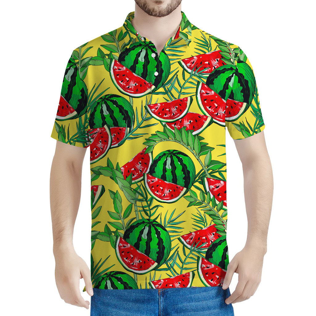 Leaf Watermelon Pieces Pattern Print Men's Polo Shirt