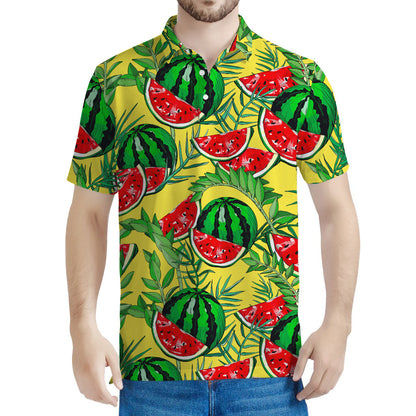 Leaf Watermelon Pieces Pattern Print Men's Polo Shirt