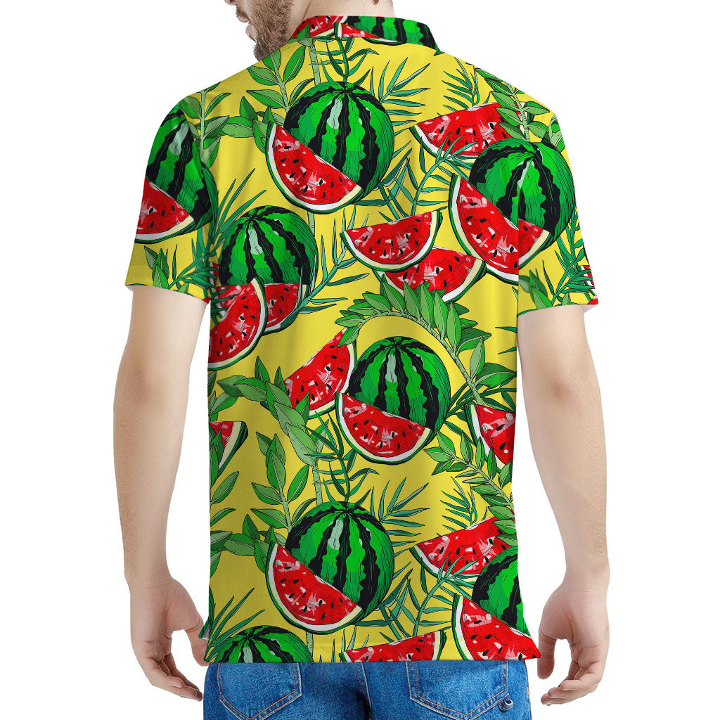 Leaf Watermelon Pieces Pattern Print Men's Polo Shirt