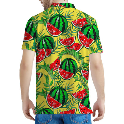 Leaf Watermelon Pieces Pattern Print Men's Polo Shirt