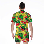 Leaf Watermelon Pieces Pattern Print Men's Rompers