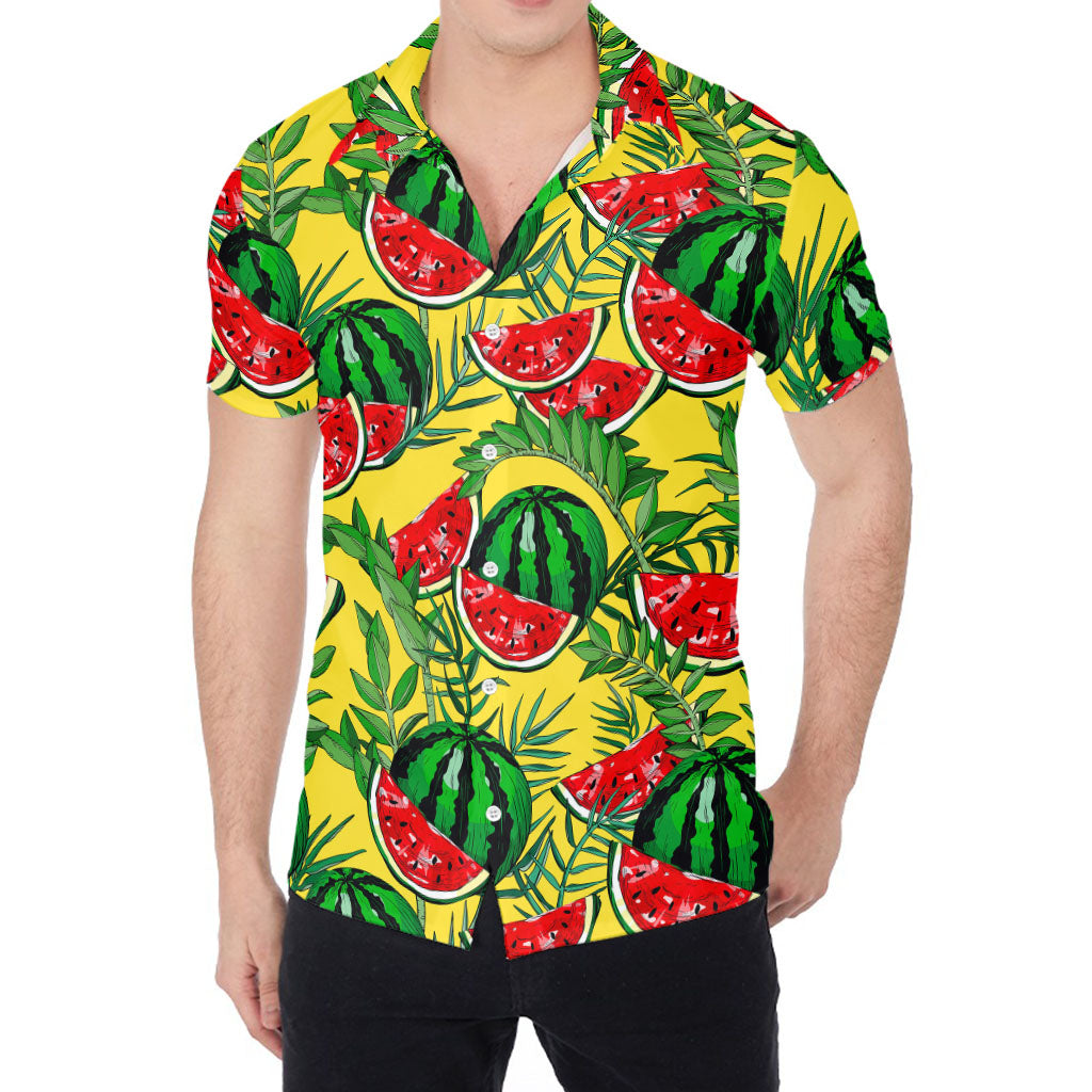 Leaf Watermelon Pieces Pattern Print Men's Shirt