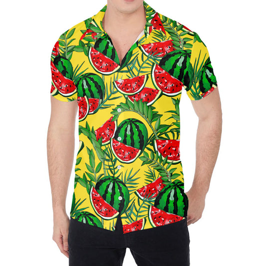 Leaf Watermelon Pieces Pattern Print Men's Shirt