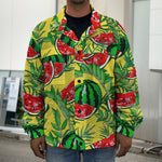 Leaf Watermelon Pieces Pattern Print Men's Shirt Jacket