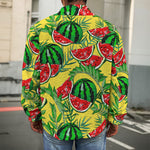 Leaf Watermelon Pieces Pattern Print Men's Shirt Jacket
