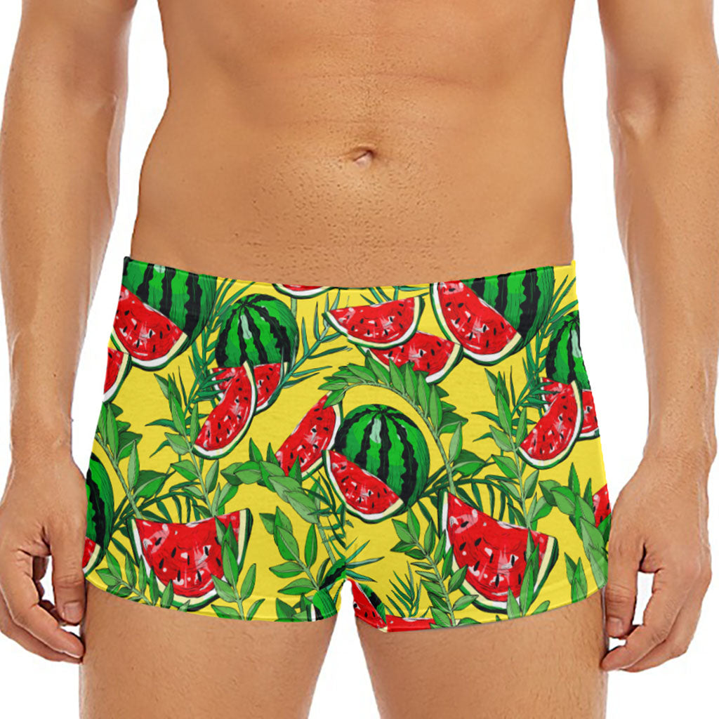 Leaf Watermelon Pieces Pattern Print Men's Short Boxer Briefs