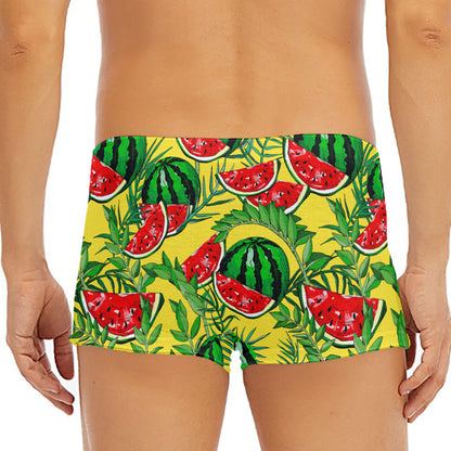 Leaf Watermelon Pieces Pattern Print Men's Short Boxer Briefs