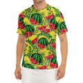 Leaf Watermelon Pieces Pattern Print Men's Short Sleeve Rash Guard