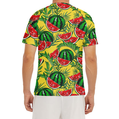 Leaf Watermelon Pieces Pattern Print Men's Short Sleeve Rash Guard