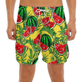 Leaf Watermelon Pieces Pattern Print Men's Split Running Shorts
